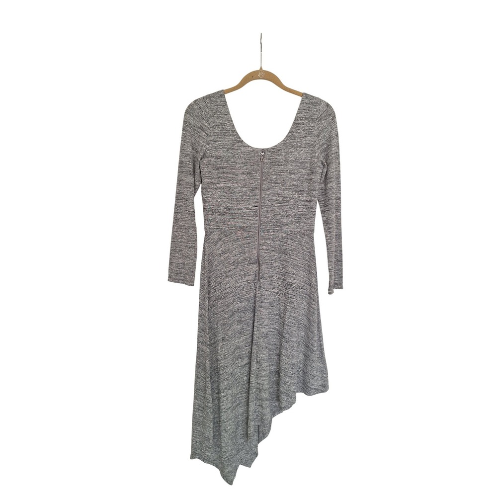 Alice + Olivia Long sleeve Asymmetric Hem Dress in Heathered Grey Size 6 - Picture 2 of 7